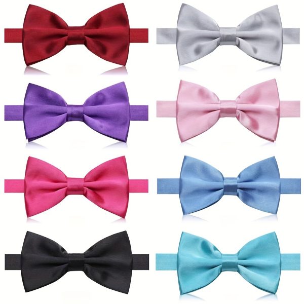 8-Piece Solid Color Bow Tie Set - Vibrant Colors for Versatile Styling - Perfect for School Teams, Weddings, Valentines Day, Fathers Day, Independence Day, and Holiday Gifts