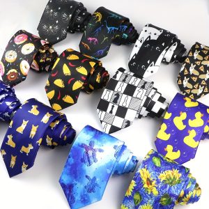 1pc Fashionable Cartoon Food Flower Pattern Tie for Men - Unique Accessories for Holiday Gift Giving - Ideal Choice for Funny and Quirky Individuals