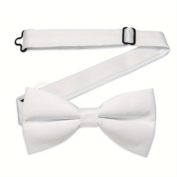 Satin White Pre-tied Bowtie for Father and Son Wedding Family Party Adjustable Men's Bow Tie Boy Butterfly Knots Gifts