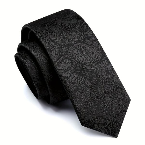 1pc Classic Retro Style Polyester Woven Tie - Timeless Black Design, Perfect for Work, Business, Festival, Party, Great Gift for Men Friends, Fathers - Durable, Fashionable, and Versatile Accessory