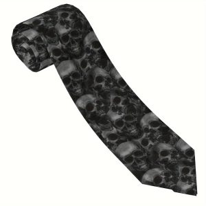 Men's Gothic Horror Skull Polyester Tie - Unique Fashion Accessory for Business Shirts, Stylish Neckwear for Formal Occasions, Perfect Gift for Horror Fans