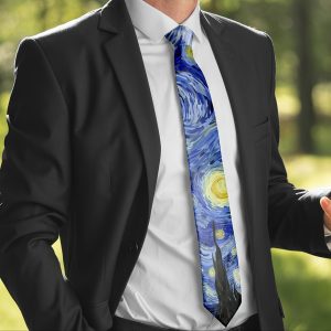 Vincent Van Gogh's Starry Night Tie - 3.15inch Wide, Polyester, Men's Fashion Accessory - Available in Stock