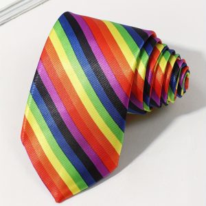 1PC Men's Fashion Funny Party Rainbow Striped Tie