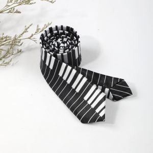 1PC Mens Stylish Woven Polyester Piano Key Pattern Tie - Perfect for Party, Ideal Gift Choice for Him with Unique Design and Soft Texture