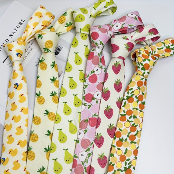 Chic Fruit Cartoon Hand-Tied Tie for Women - Perfect for Daily Wear, Parties & Street Style