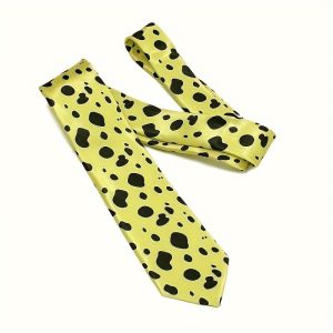 Unique Yellow Leopard Print Tie for Men and Women - Soft Knit Polyester Fabric, Fashionable Role-playing Accessory, Unisex Shirt Tie, Perfect Photo Prop or Gift