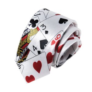 Vibrant Polyester Woven Tie with Eye-Catching Playing Card Pattern - Unisex, Perfect for Elevating Holiday Parties, Daily Wear, and Formal Events - Durable, Easy to Care For, and Versatile Accessory