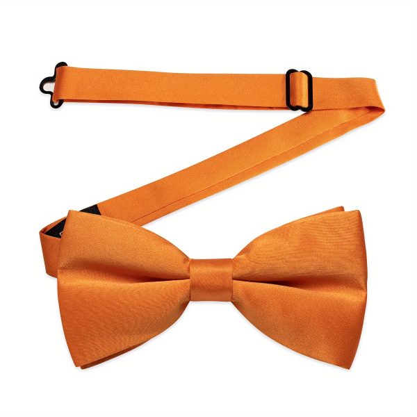 2 Pcs Orange Pre-Tied Bow Tie Father and Son Satin Solid Bowtie Adjustable Tuxedo Bowties for Men and Boys Schoolers Teenager Family Party Celebration Prom Wedding